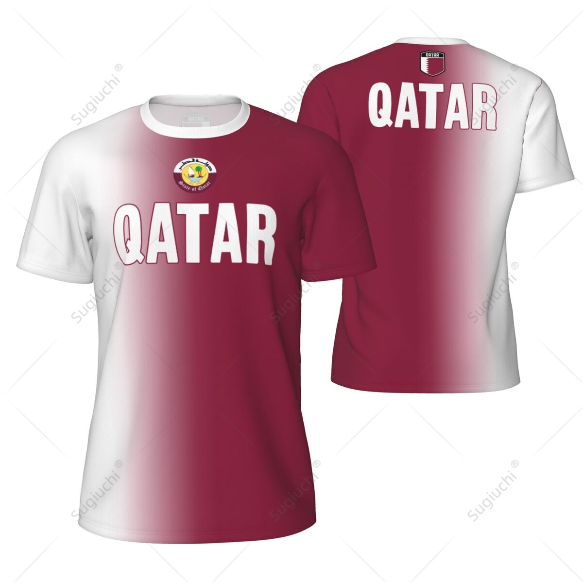 3D Printing Qatar - Спортивная сетчатая футболка с флагом Катара